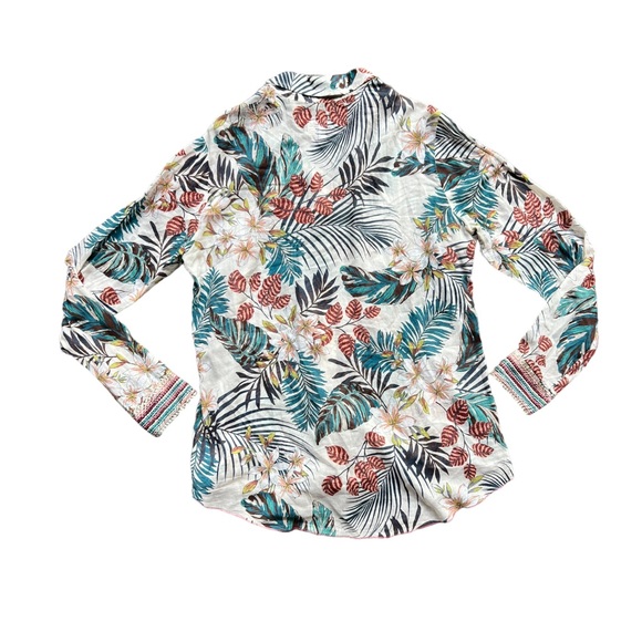 Johnny Was Workshop Cotton Basic Shirt Leaf Print Size Small - Picture 3 of 9